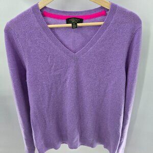 Charter Club 100% Cashmere Light Purple V-Neck Luxury Sweater PXL